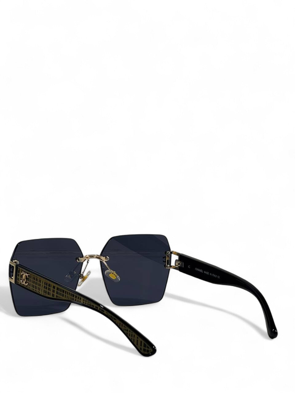 🖤 Chanel Square Rimless Sunglasses – Gold Accent Edition