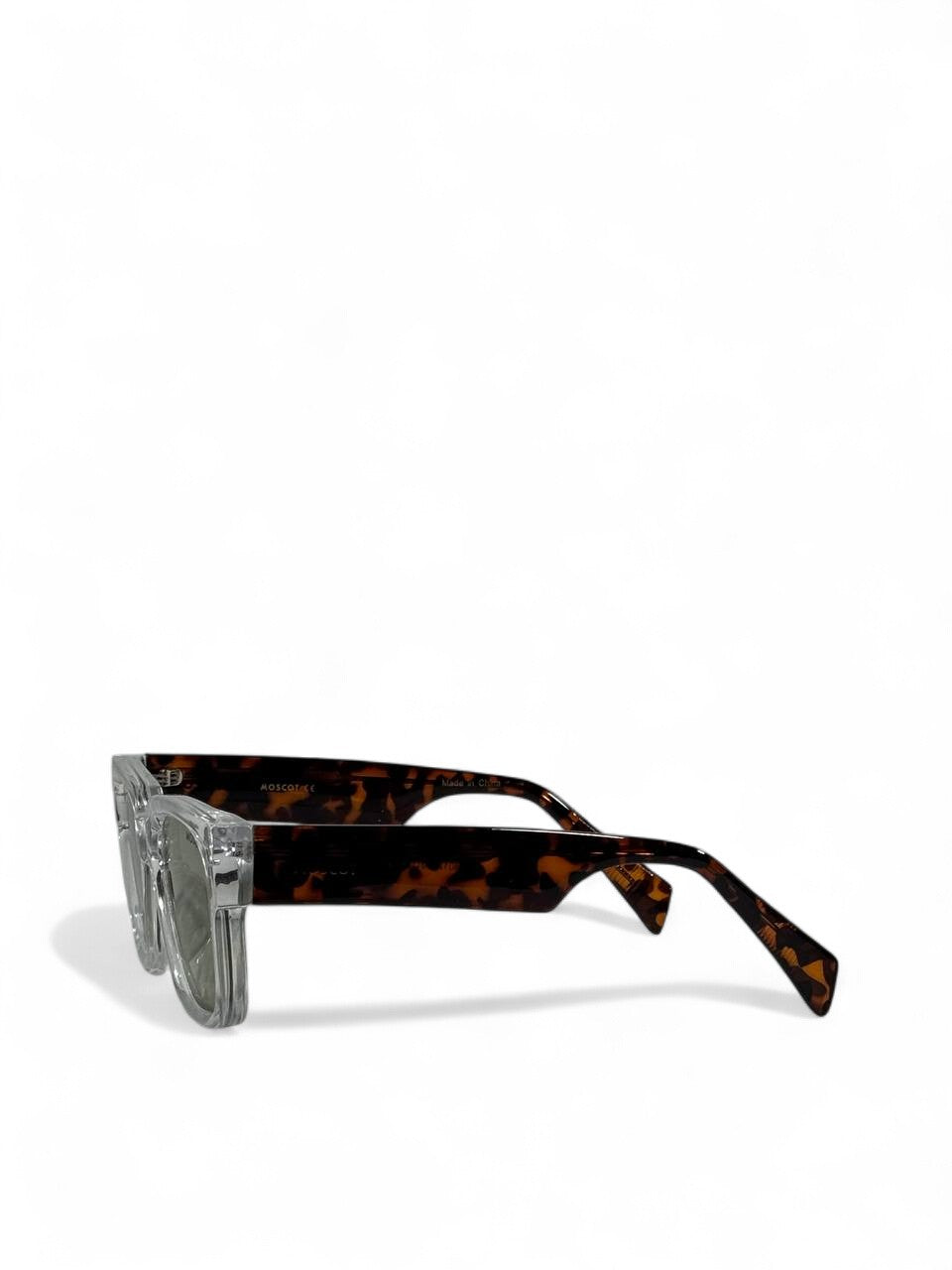 🕶️ Moscot Square Sunglasses – Clear & Tortoise Dual-Tone Edition