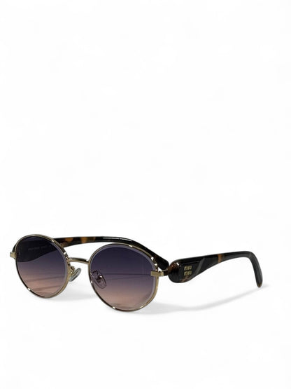 🌸 Miu Miu Round Sunglasses – Gold & Tortoiseshell Gradient Edition