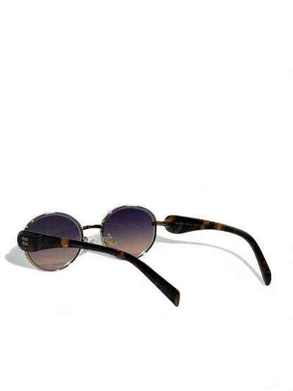 🌸 Miu Miu Round Sunglasses – Gold & Tortoiseshell Gradient Edition