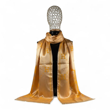 🧡 Hermès Double-Face Scarf – Golden Radiance & Timeless Sophistication