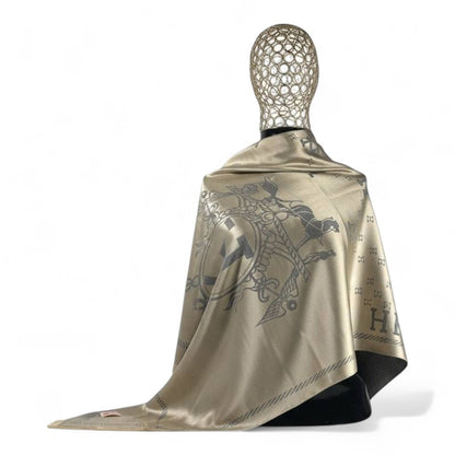 🤍🩶 Hermès Double-Face Scarf – Grey & Cream Elegance