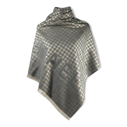 🤍🖤 Chanel Double-Face Scarf – Grey Elegance Edition