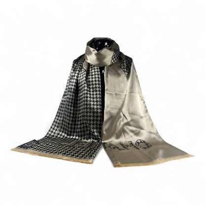 🖤🤍 Chanel Double-Face Scarf – Classic Houndstooth Edition