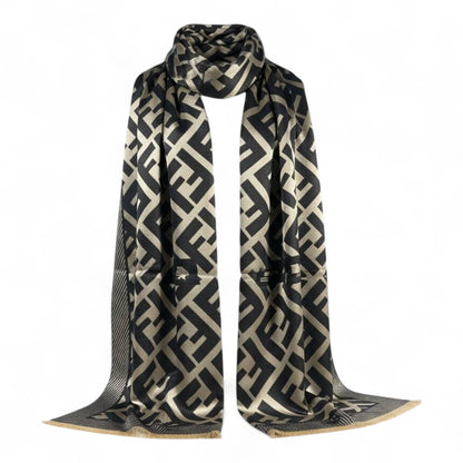 🖤✨ Fendi Double-Face Scarf – Black & Gold Monogram Edition