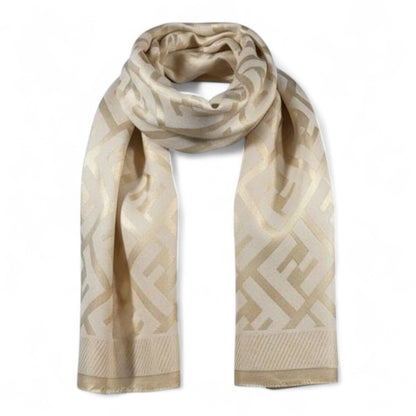 🤍✨ Fendi Double-Face Scarf – Ivory & Champagne Edition