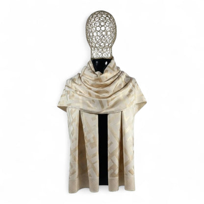 🤍✨ Fendi Double-Face Scarf – Ivory & Champagne Edition