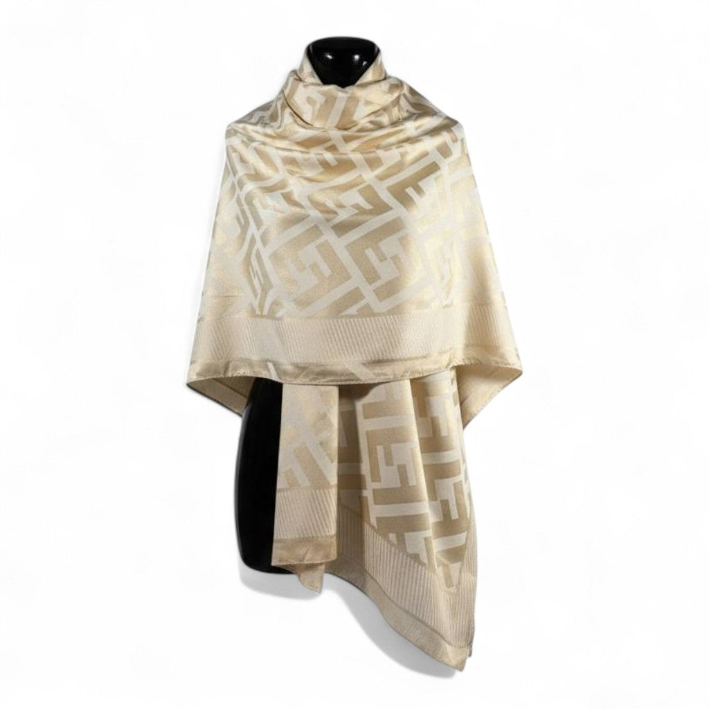 🤍✨ Fendi Double-Face Scarf – Ivory & Champagne Edition