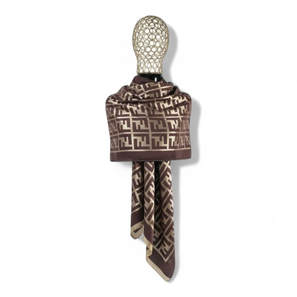 🤎✨ Fendi Double-Face Scarf – Mocha & Beige Edition