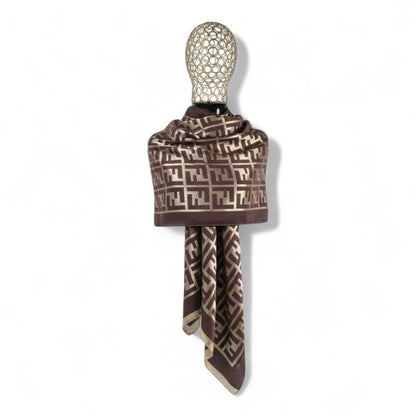 🤎✨ Fendi Double-Face Scarf – Mocha & Beige Edition