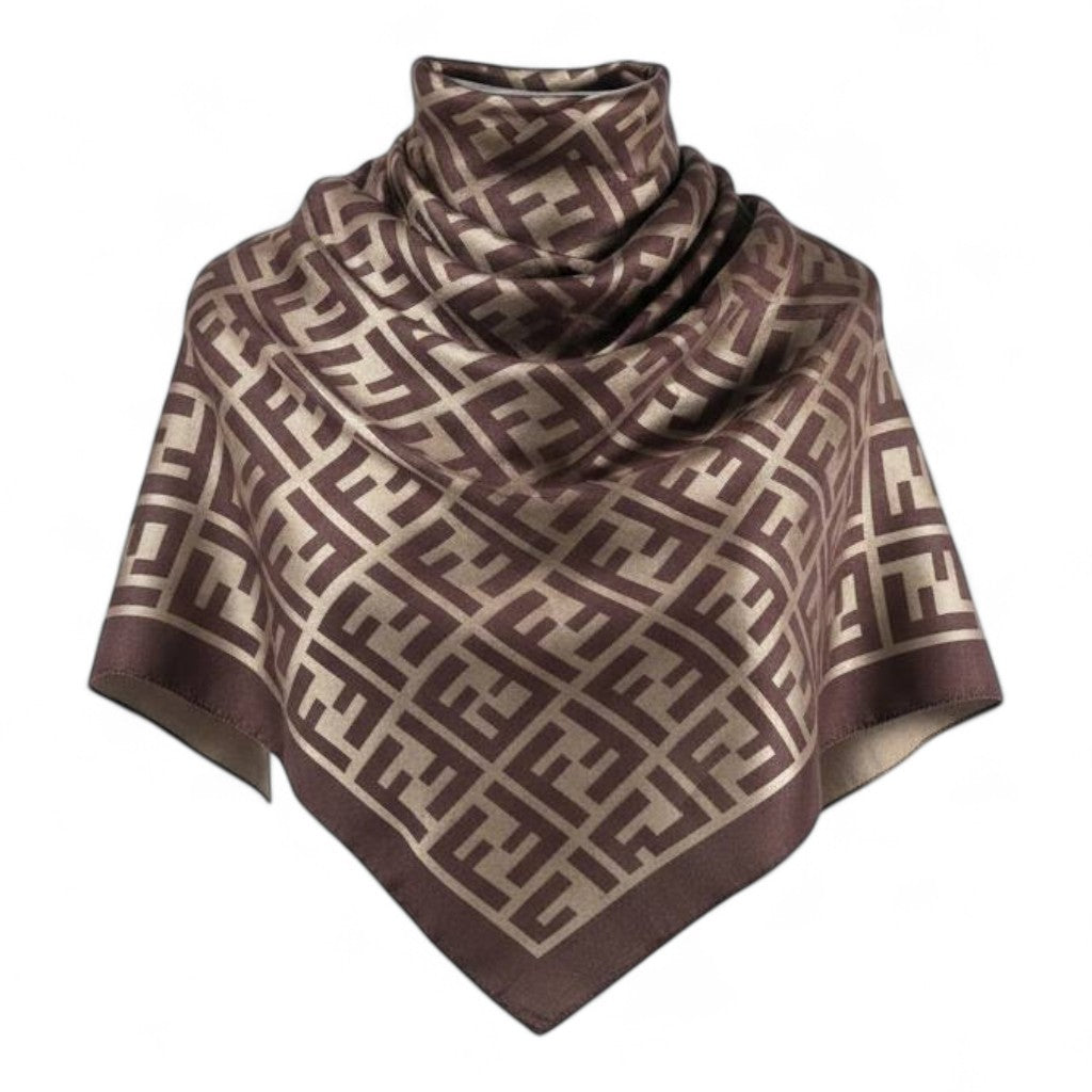 🤎✨ Fendi Double-Face Scarf – Mocha & Beige Edition