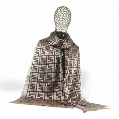 🤎✨ Fendi Double-Face Scarf – Mocha & Beige Edition