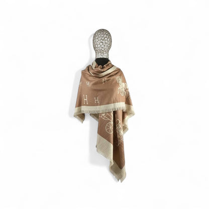 Hermès Double-Face Luxury Shawl 🤎 | Reversible Beige & Camel Scarf