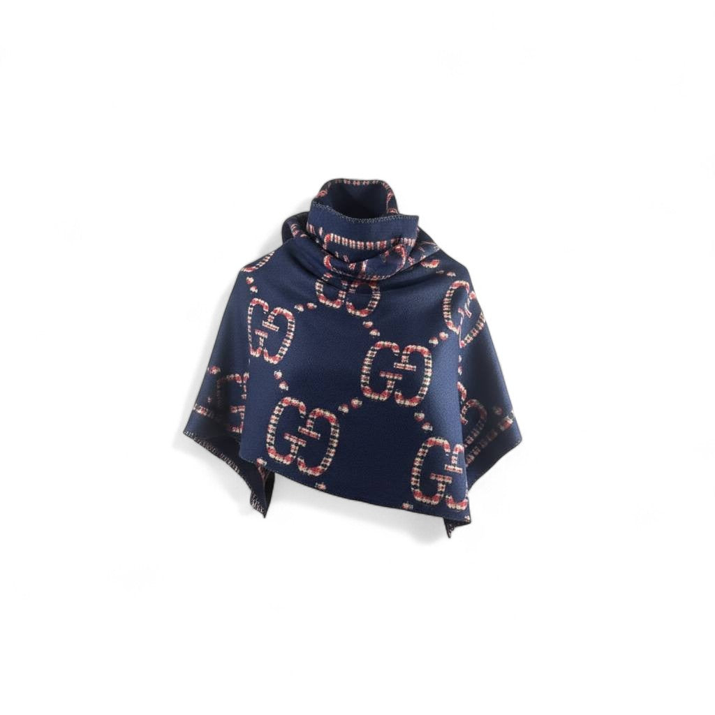 Gucci Double-Face Luxury Scarf 💙 | Reversible GG Monogram Poncho Shawl