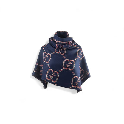 Gucci Double-Face Luxury Scarf 💙 | Reversible GG Monogram Poncho Shawl