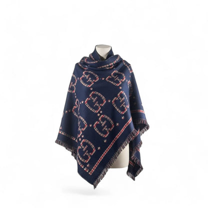 Gucci Double-Face Luxury Scarf 💙 | Reversible GG Monogram Poncho Shawl