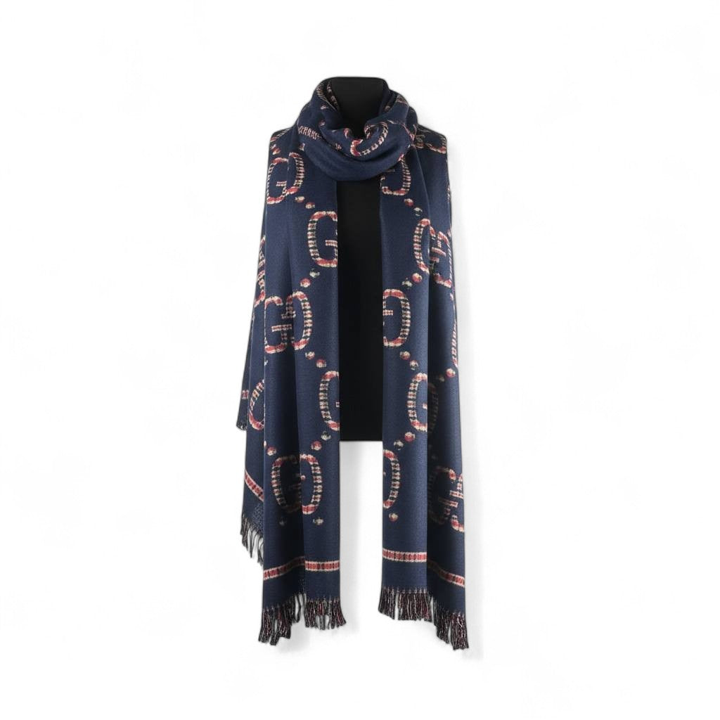 Gucci Double-Face Luxury Scarf 💙 | Reversible GG Monogram Poncho Shawl