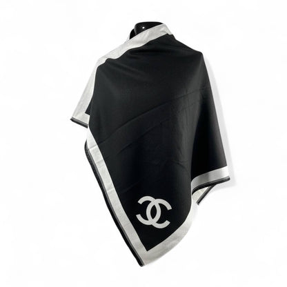 Chanel Double-Face Luxury Scarf 🖤 | Reversible Black & Silver Shawl