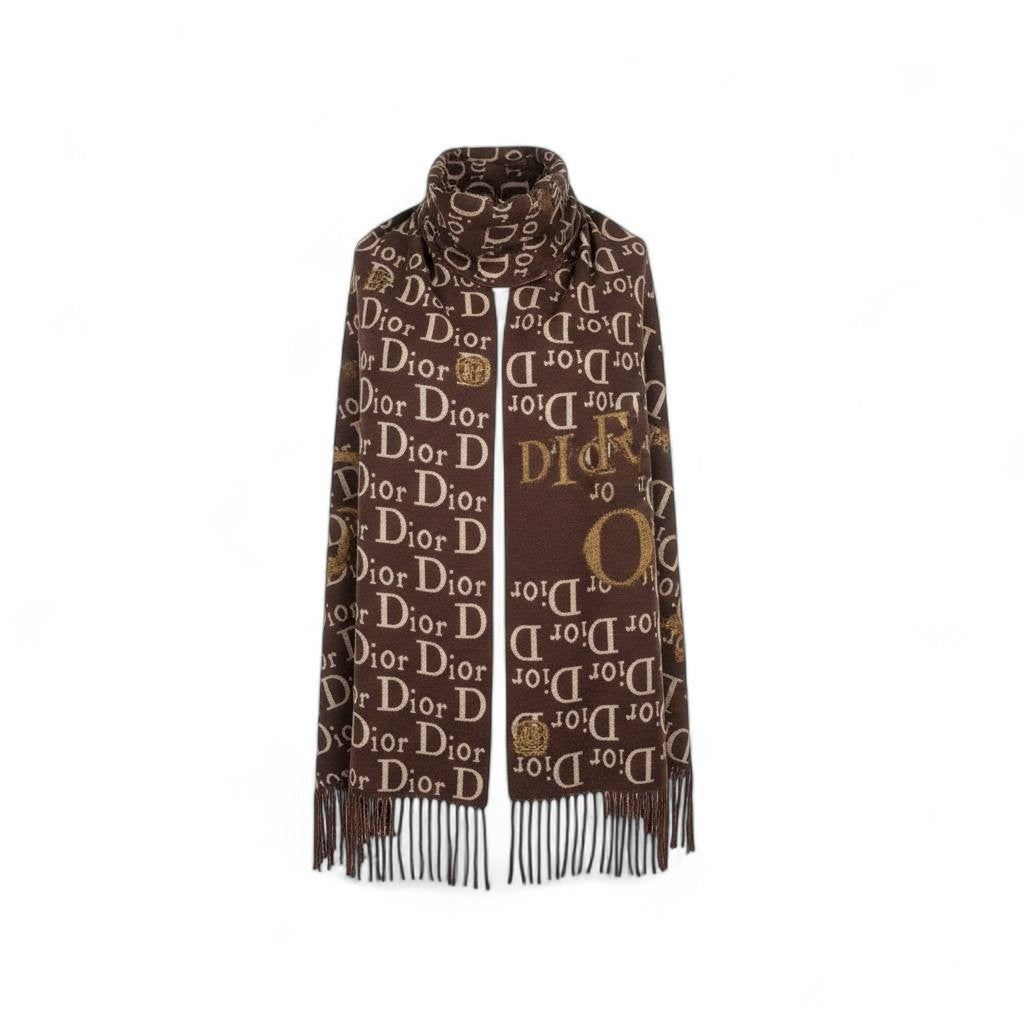 Dior Double-Face Luxury Scarf 🤎 | Reversible Monogram Shawl with Tassels