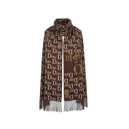 Dior Double-Face Luxury Scarf 🤎 | Reversible Monogram Shawl with Tassels