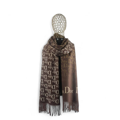 Dior Double-Face Luxury Scarf 🤎 | Reversible Monogram Shawl with Tassels