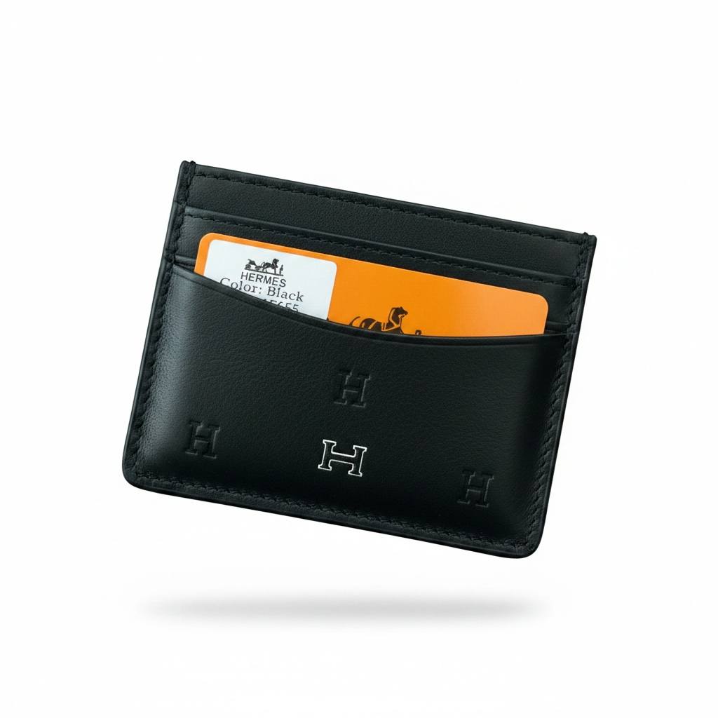 🖤 Hermès Elite Black Card Holder | Luxury Slim Wallet Edition ✨