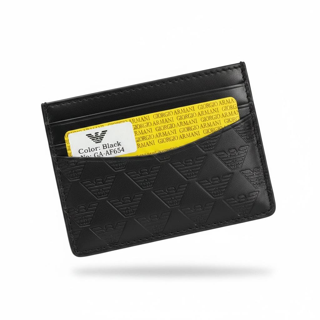 🖤 Giorgio Armani Monogram Black Card Holder | Luxury Slim Wallet Edition ✨