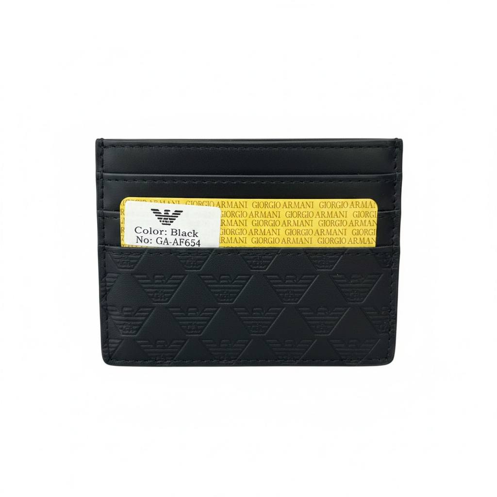 🖤 Giorgio Armani Monogram Black Card Holder | Luxury Slim Wallet Edition ✨