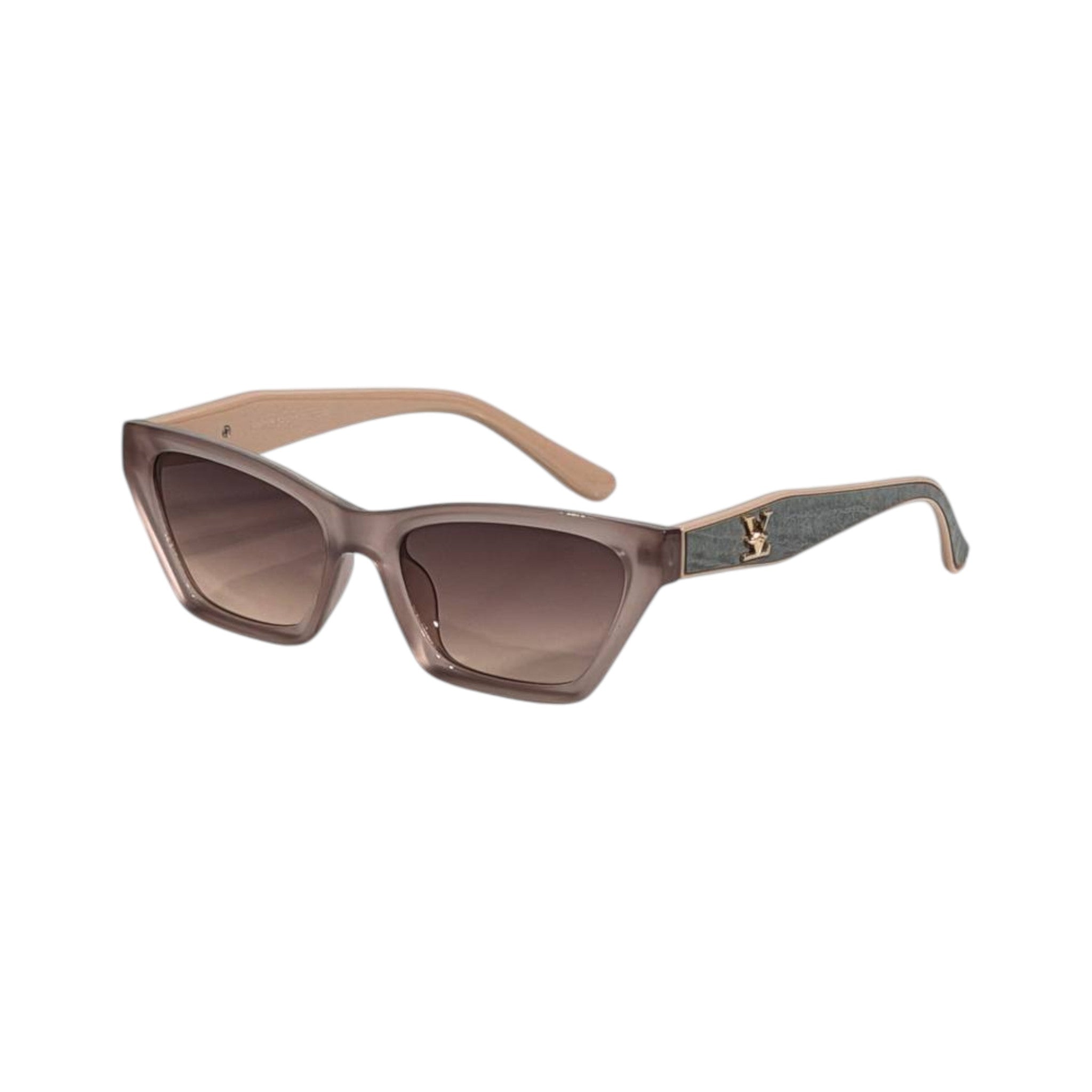✨ Louis Vuitton Inspired Cat-Eye Sunglasses | Nude Frame & Gold Logo Detail 🤎