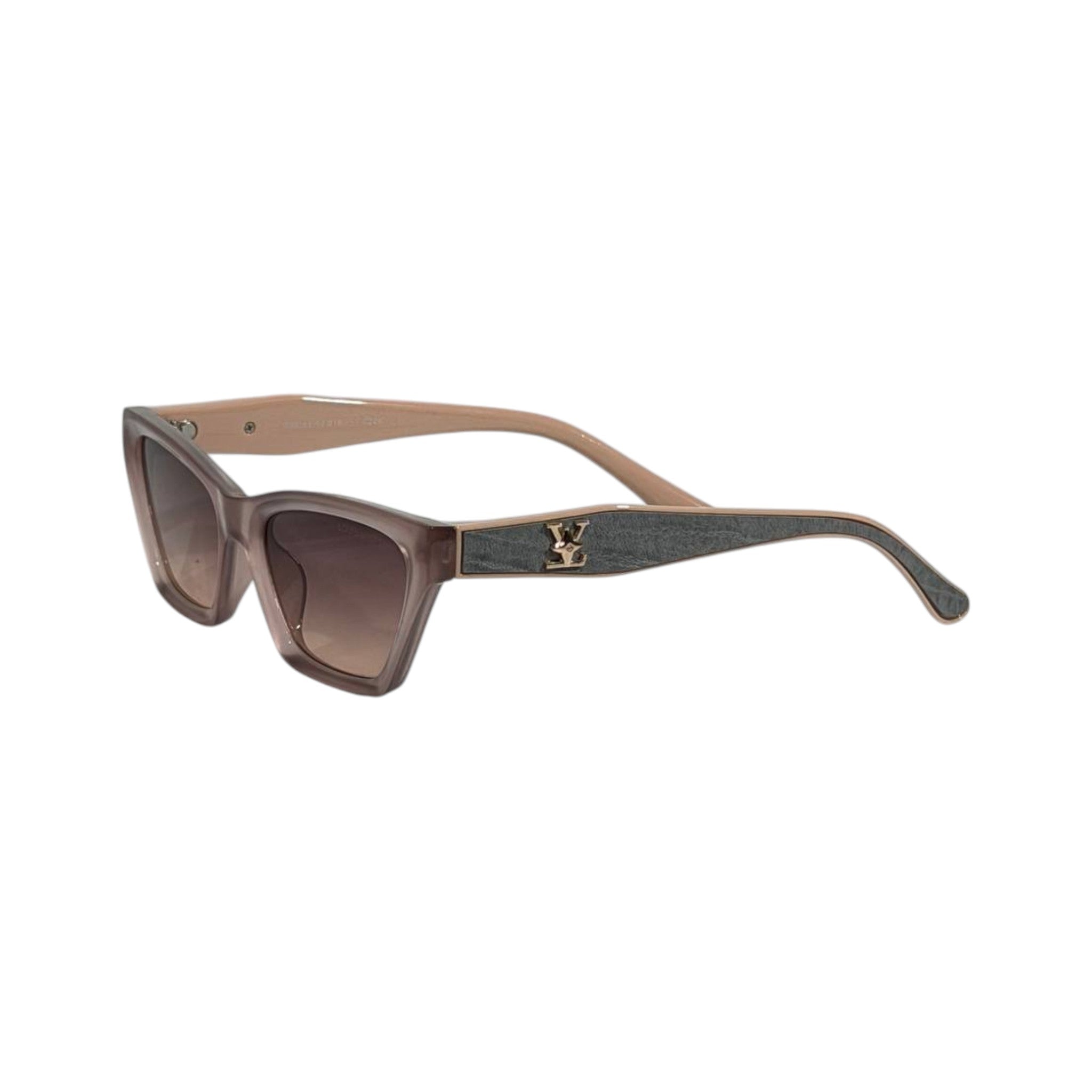 ✨ Louis Vuitton Inspired Cat-Eye Sunglasses | Nude Frame & Gold Logo Detail 🤎
