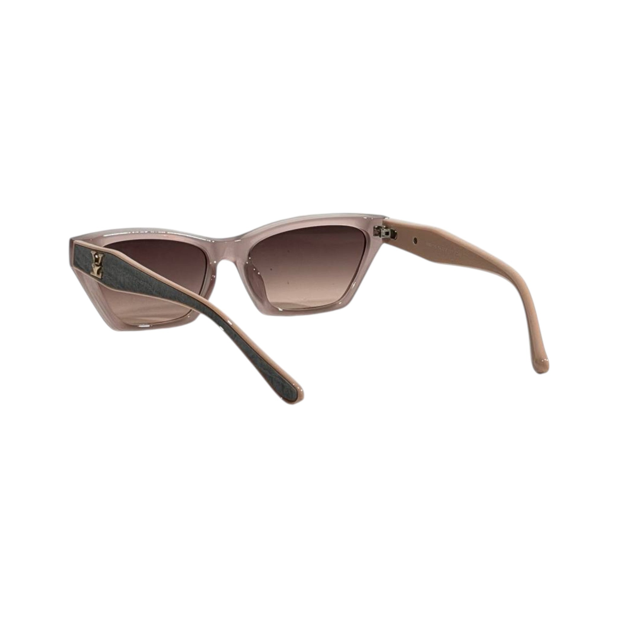 ✨ Louis Vuitton Inspired Cat-Eye Sunglasses | Nude Frame & Gold Logo Detail 🤎