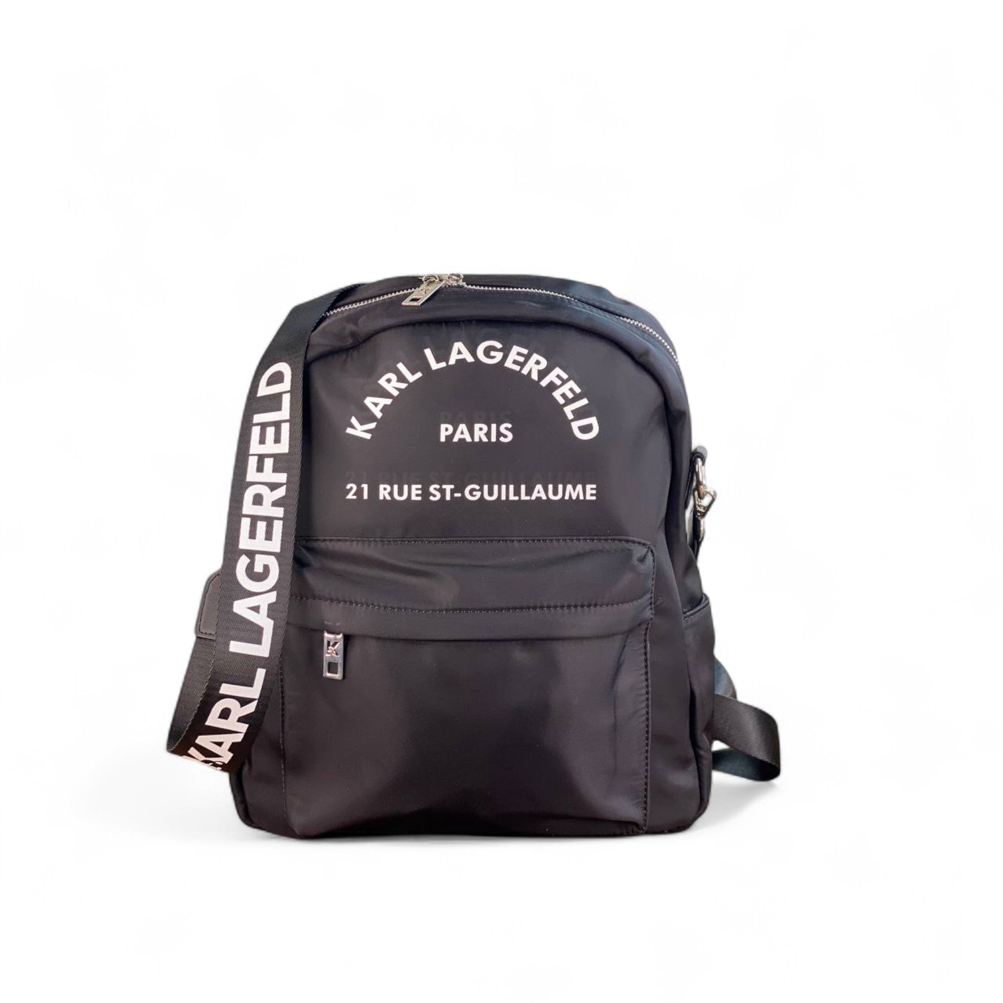 Karl Lagerfeld Black Nylon Backpack 🖤 – Parisian Street Style Meets Function