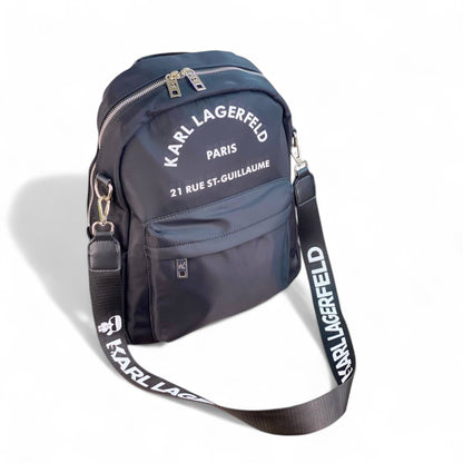 Karl Lagerfeld Black Nylon Backpack 🖤 – Parisian Street Style Meets Function