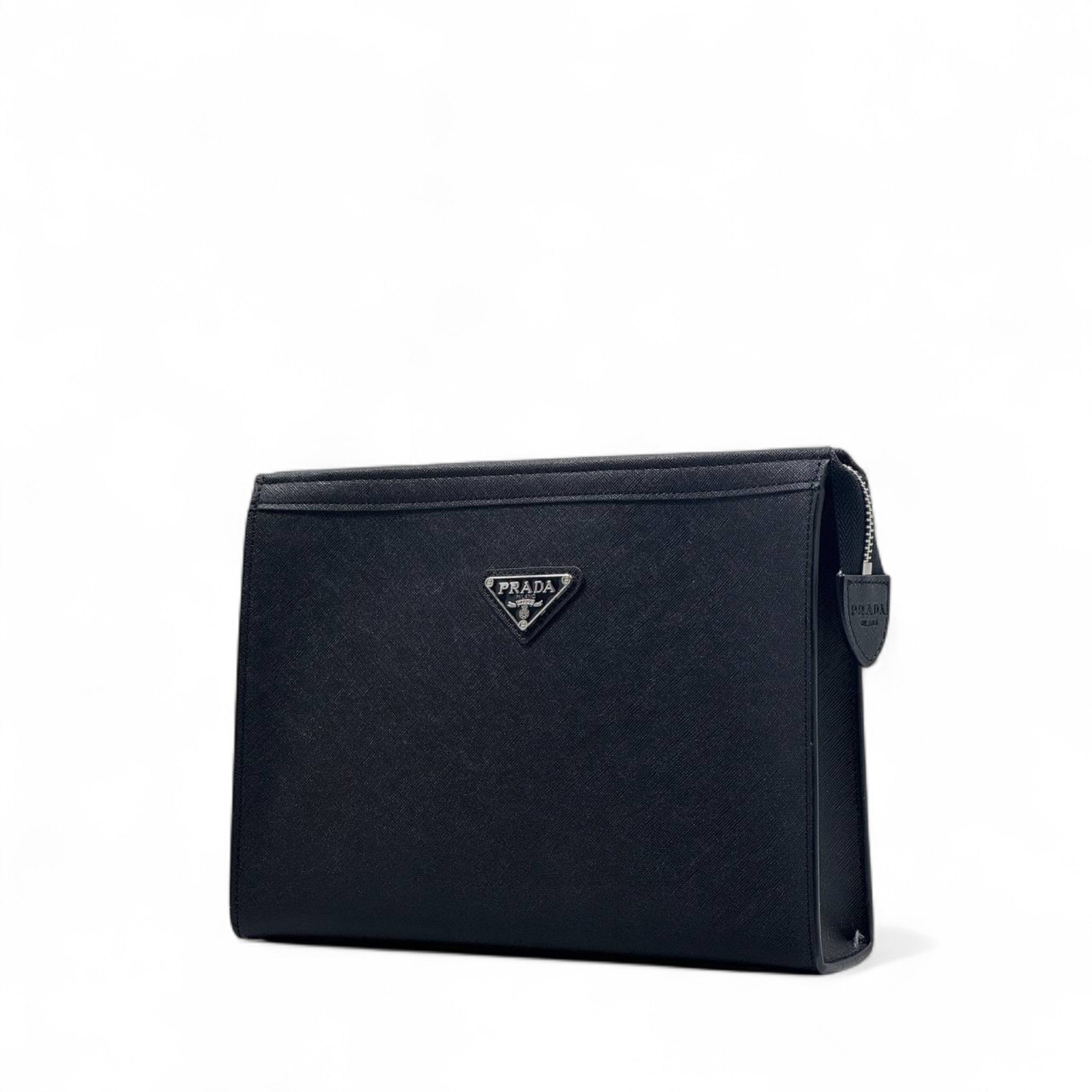 Prada Black Saffiano Leather Clutch 🖤 | Luxury Designer Pouch