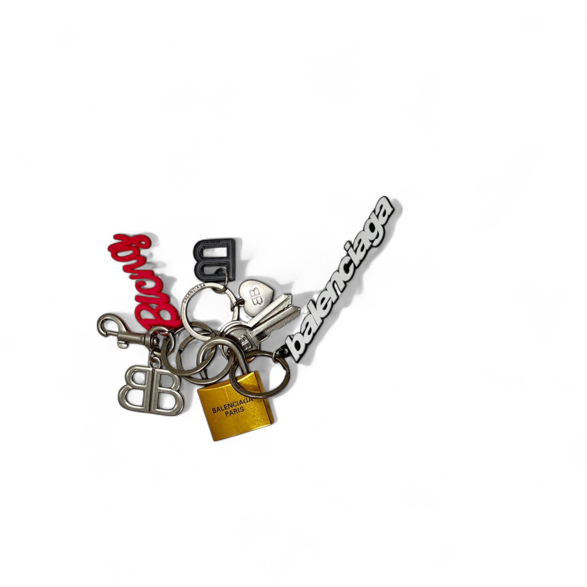 Balenciaga Logo Keychain Set 🔑✨ – Paris Edition with Mini Lock
