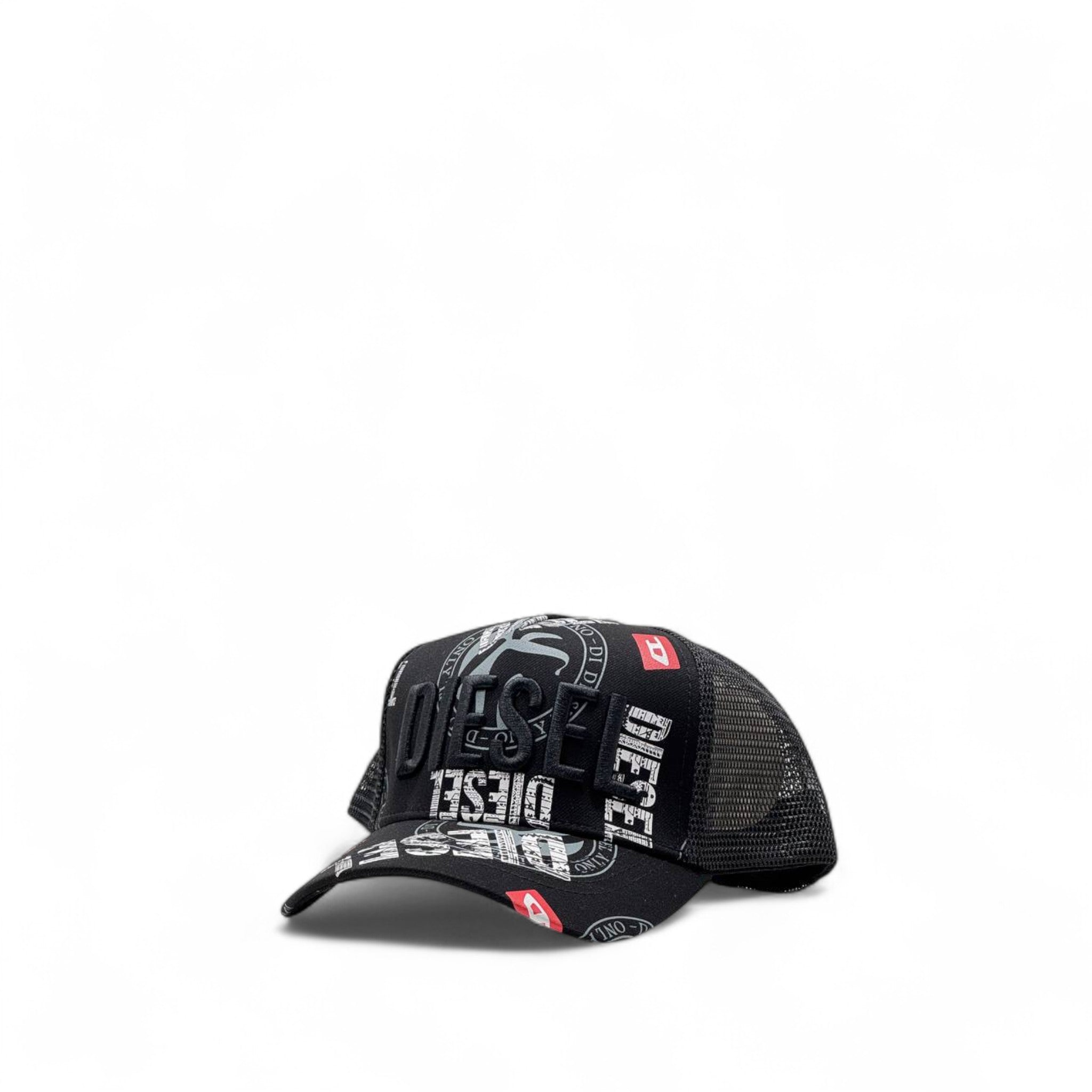 Diesel Graphic Logo Trucker Cap – Black Mesh Streetwear 🧢🔥