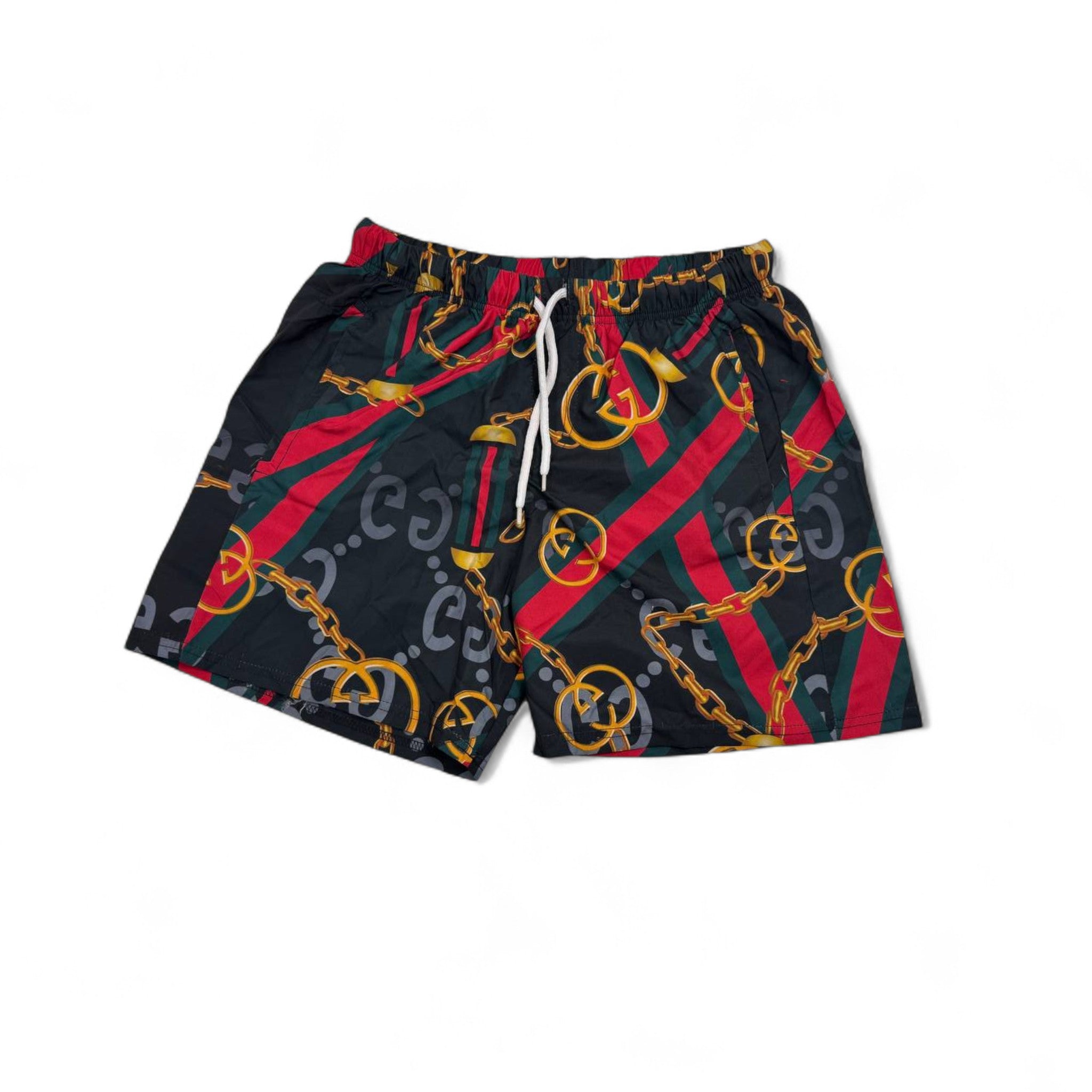 Gucci Chain Print Swim Shorts – Signature Red & Green Edition 🐍💦