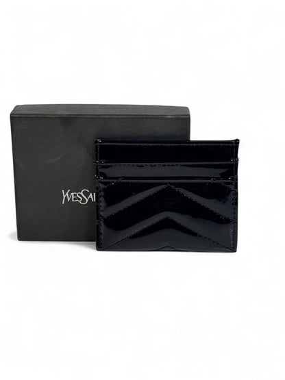 🖤 Saint Laurent Black Patent Leather Card Holder – Iconic Shine, Parisian Elegance 💼