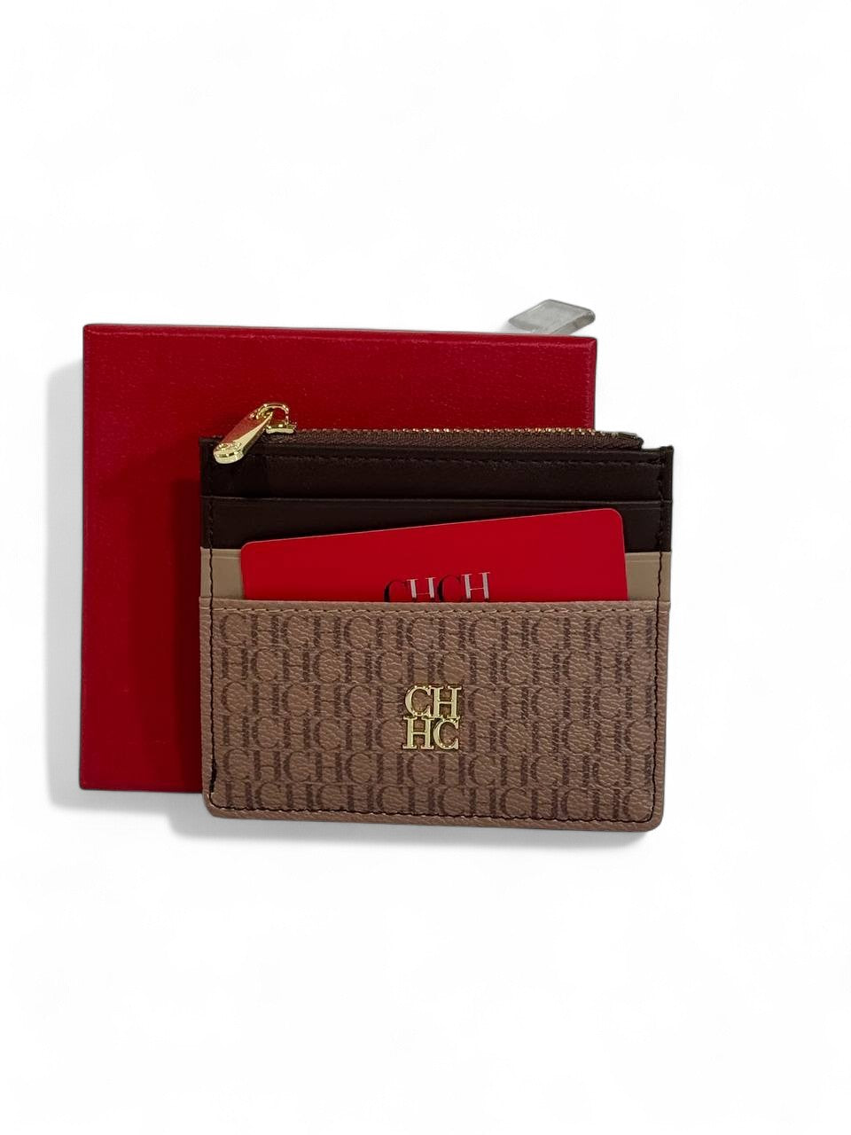 🤎 Carolina Herrera CH Signature Card Holder – Timeless Monogram in Brown Elegance 💼