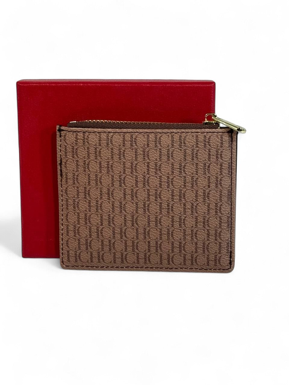 🤎 Carolina Herrera CH Signature Card Holder – Timeless Monogram in Brown Elegance 💼