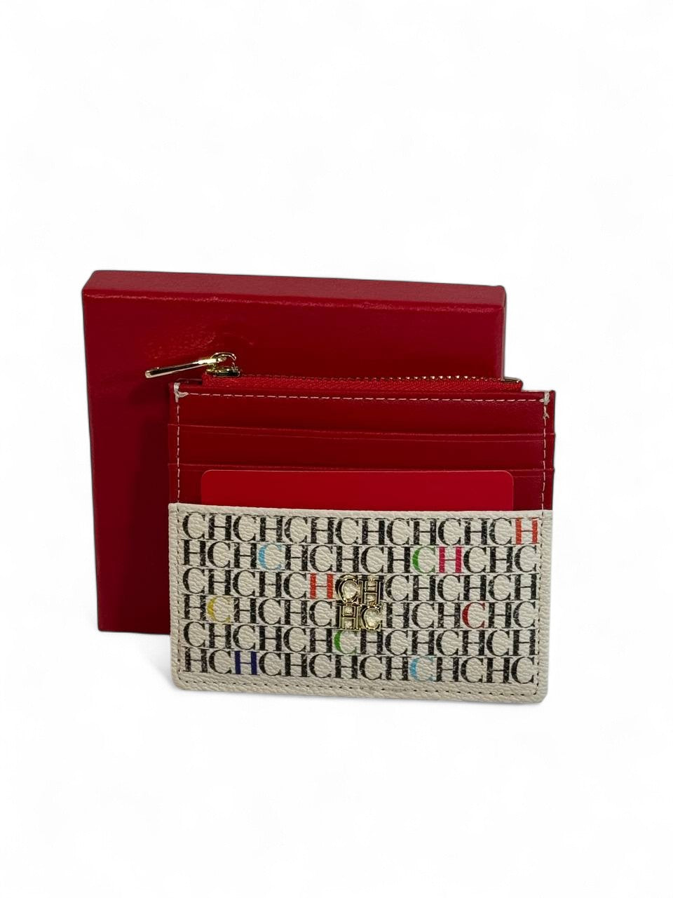 🎨 Carolina Herrera CH Rainbow Monogram Card Holder – Limited Edition Luxury 💼