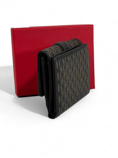 👜 Carolina Herrera CH Monogram Wallet – Classic Brown & Red Edition ❤️