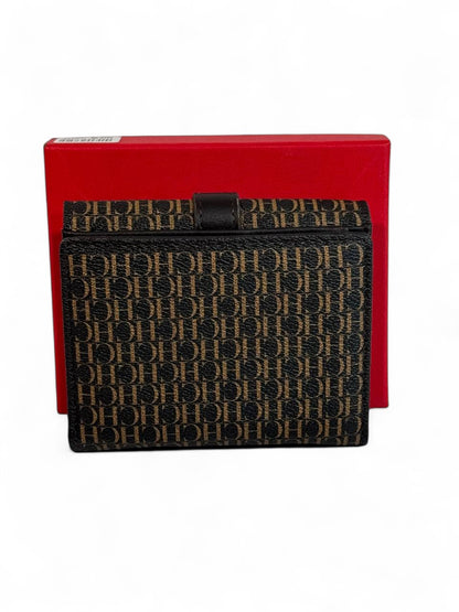 👜 Carolina Herrera CH Monogram Wallet – Classic Brown & Red Edition ❤️