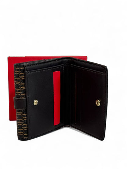 👜 Carolina Herrera CH Monogram Wallet – Classic Brown & Red Edition ❤️