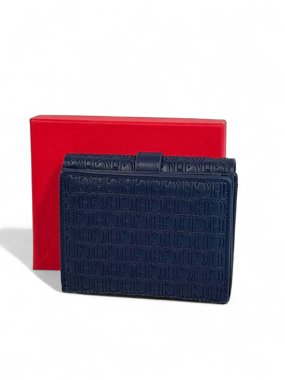 💙 Carolina Herrera CH Embossed Wallet – Midnight Blue Luxury Edition 🌙