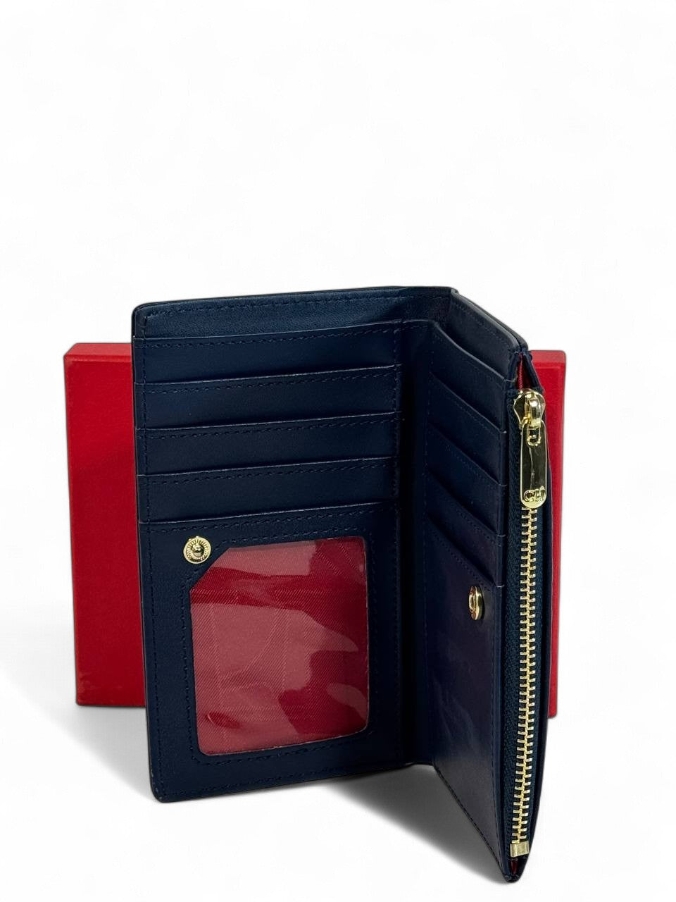 💙 Carolina Herrera CH Embossed Long Wallet – Midnight Blue Elegance Edition 💼