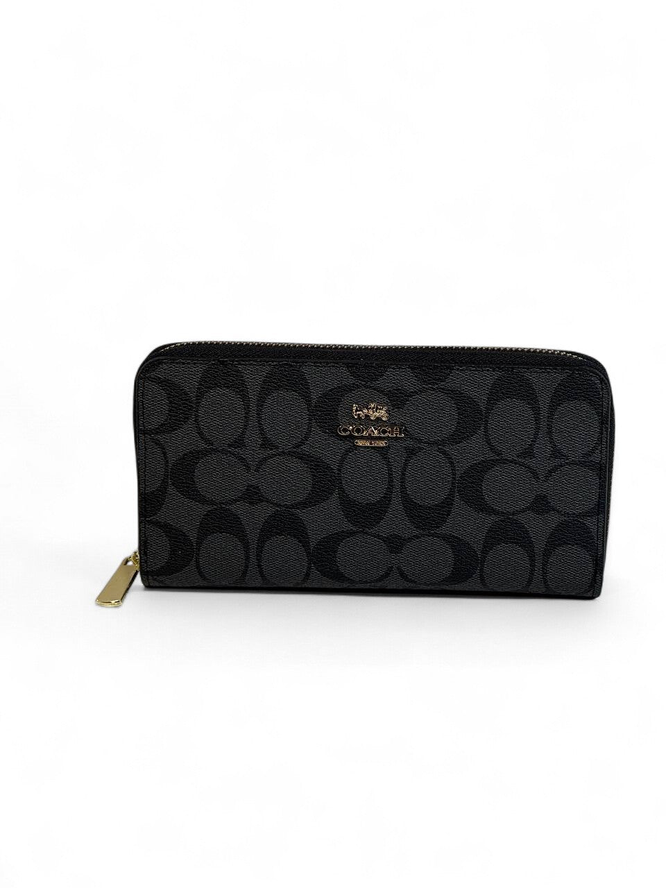 🖤 Coach Signature Zip-Around Wallet – Black Monogram Classic Edition 💼