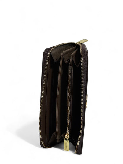 🤎 Coach Signature Zip-Around Wallet – Brown Monogram Edition 💼