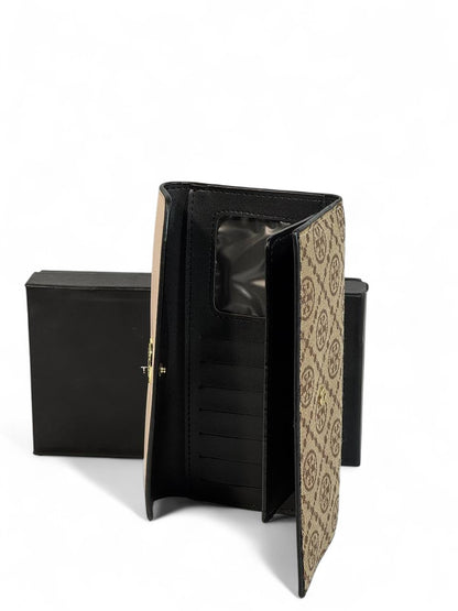 🤍 Tory Burch Signature Flap Wallet – Beige & Brown Monogram Elegance 💼