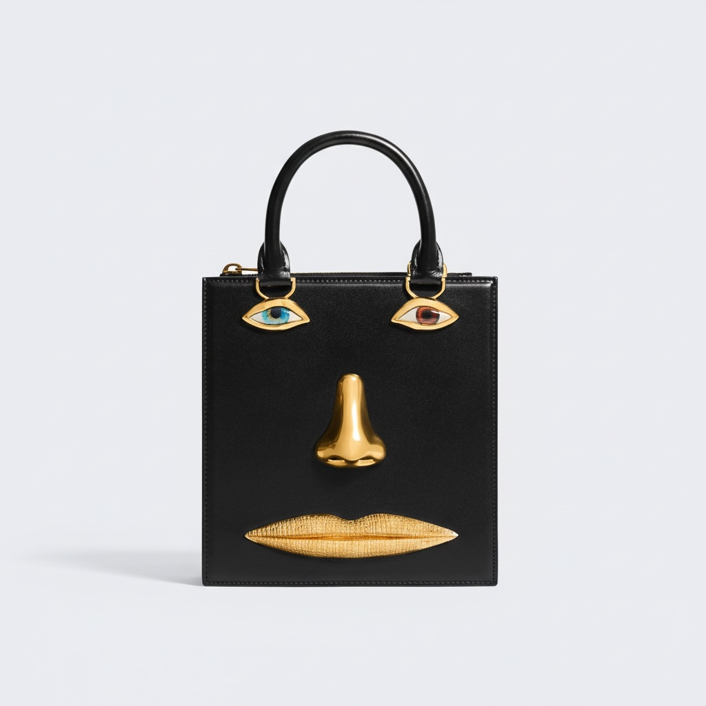 Schiaparelli Face Mini Tote – Black & Gold Surreal Edition 👁✨